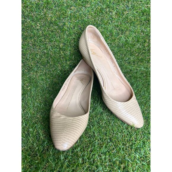 Giuseppe Zanotti Nude‎ Lizard Embossed Wedge Pumps Textured Size 37/6.5 - Picture 10 of 12